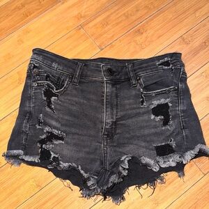 American Eagle Outfitters Black Distressed Festival Jean Shorts
